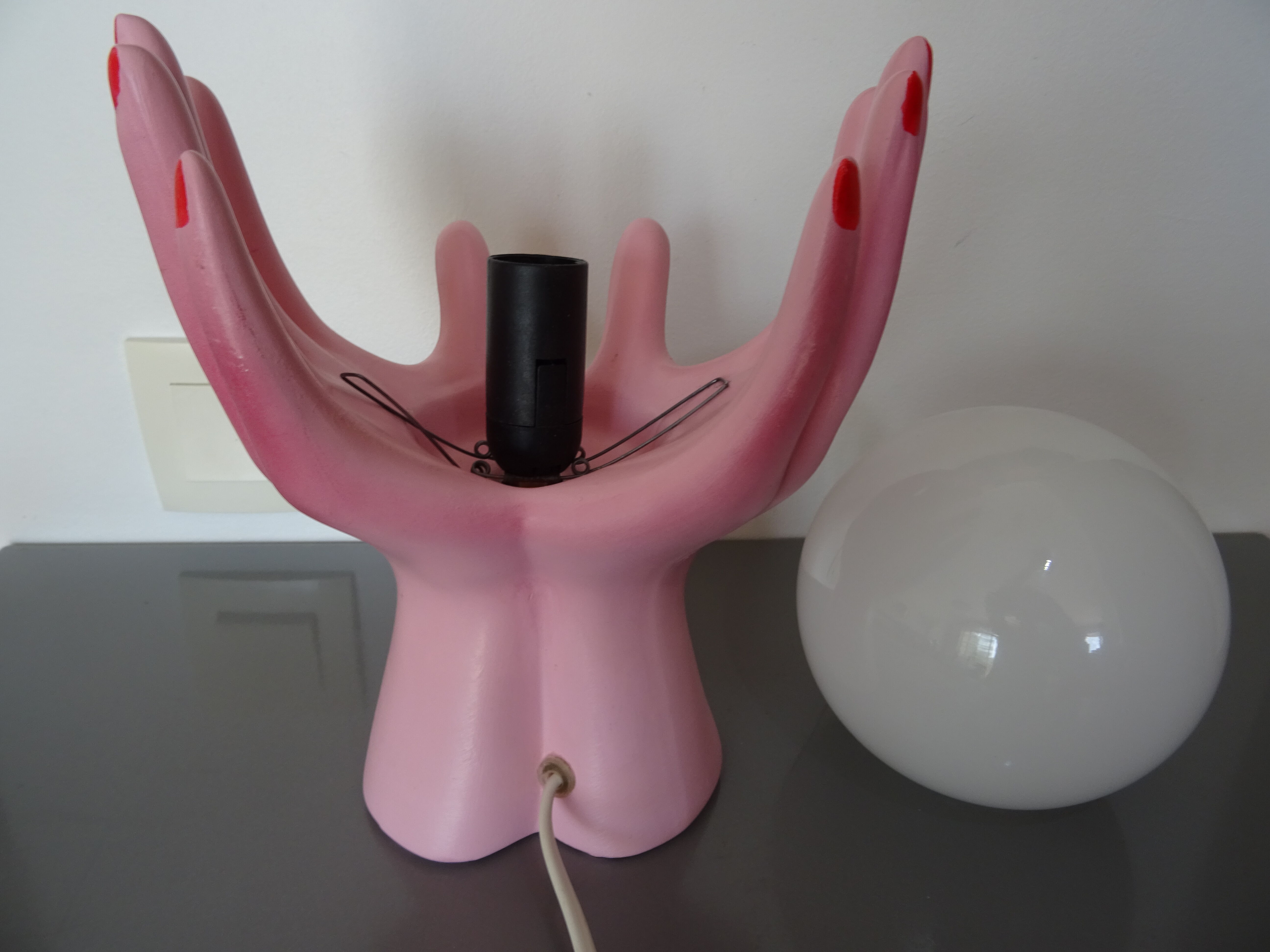 Vintage opal globe hand lamp year 80