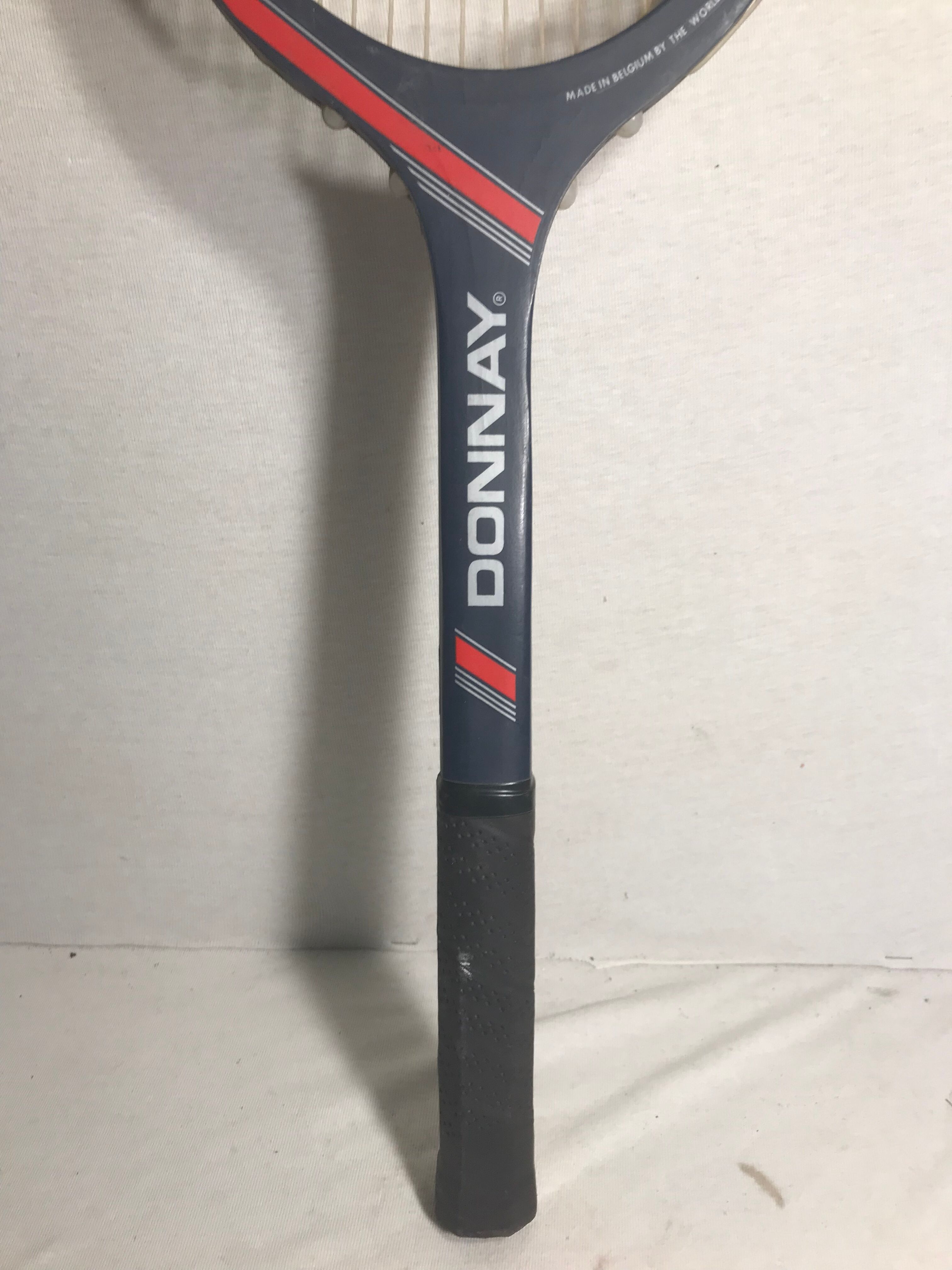 Racquet Tennis old DONNAY short One Wood + Leather Made in Belgium Vintage