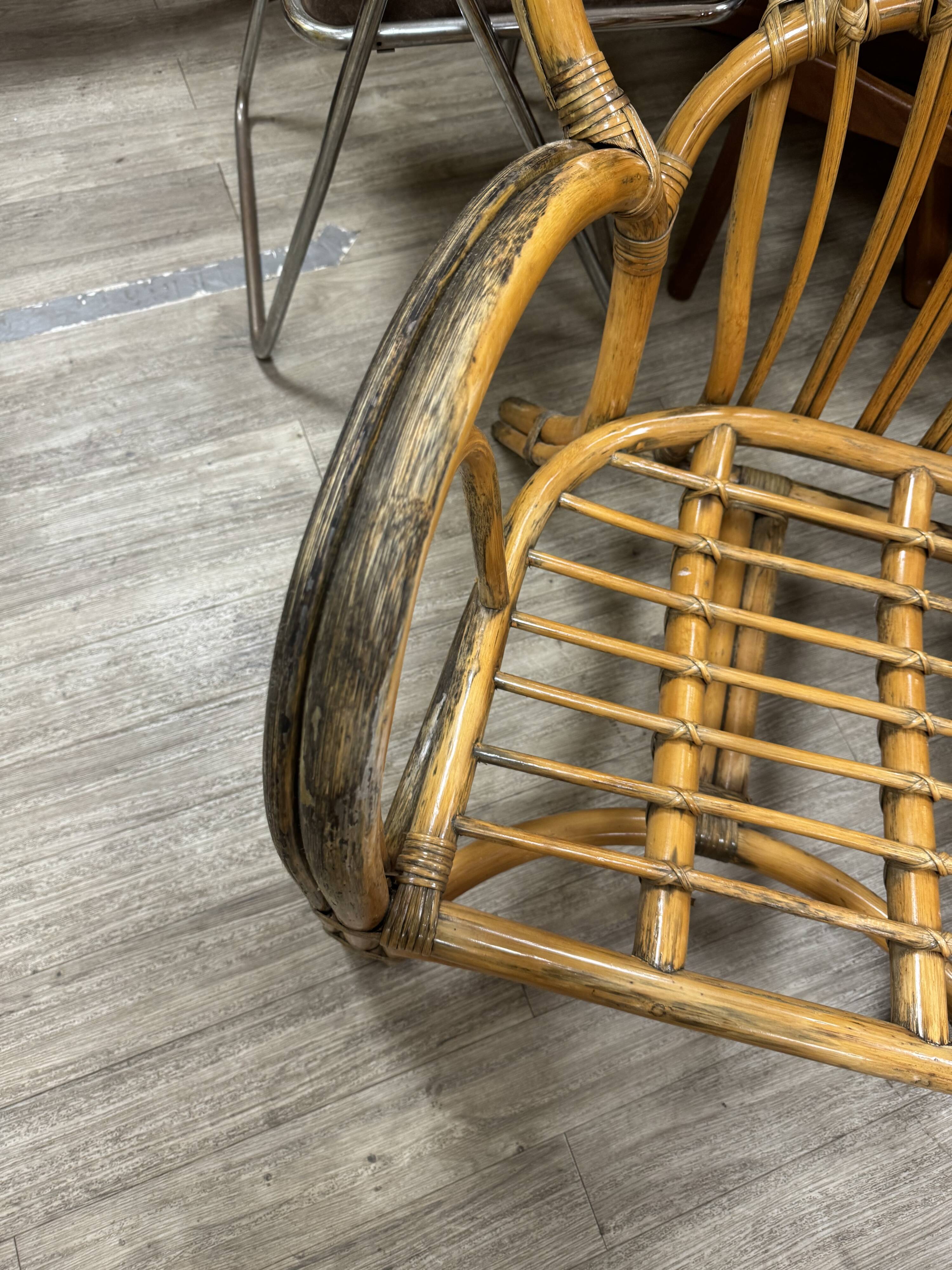 Vintage rattan bench 70