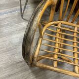 Vintage rattan bench 70