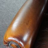 Luxurious large sheep leather wingback armchair with beautiful colors and amazing patina