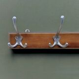 Vintage wooden wall coat rack - 5 hooks