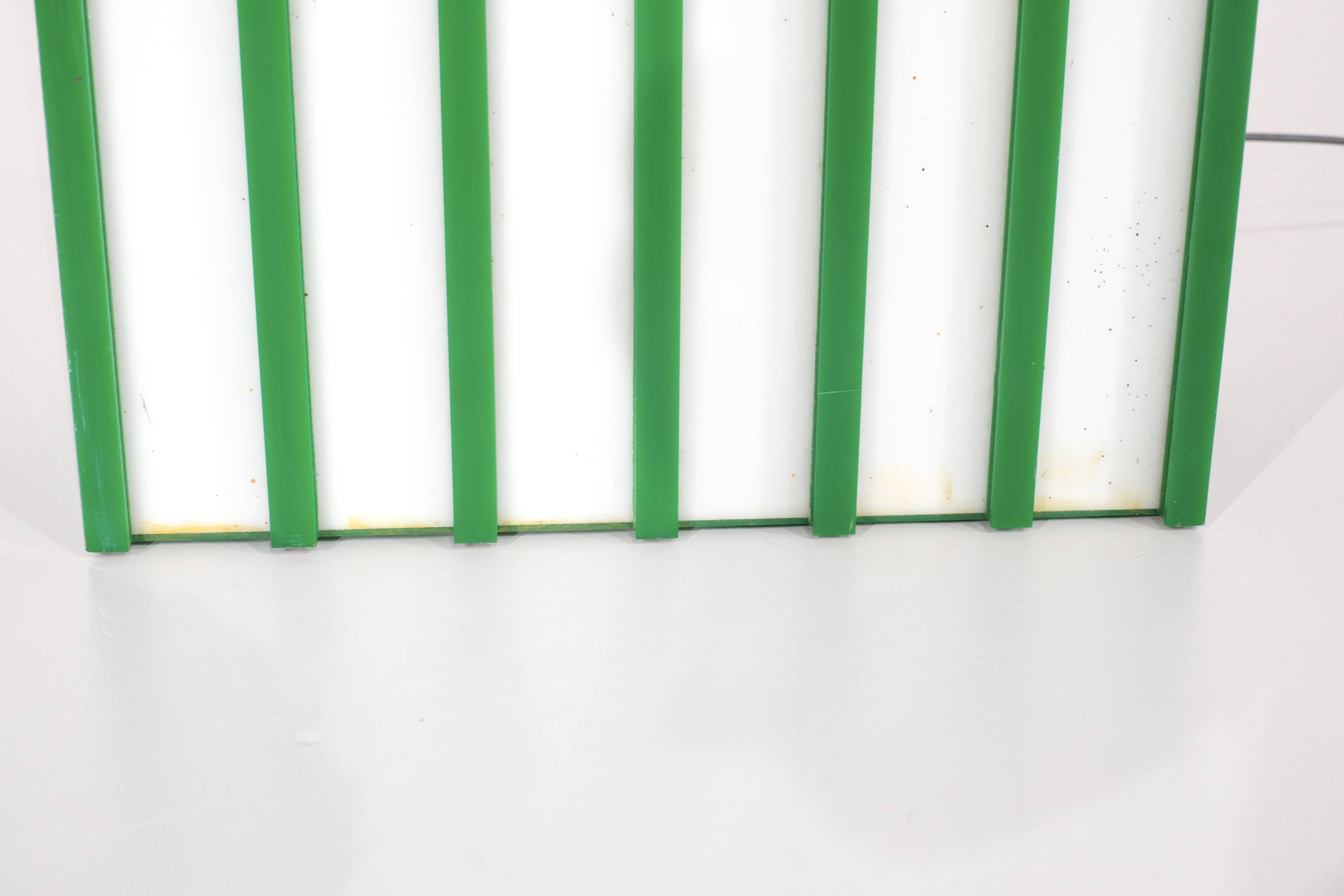 Rectangular floor lamp in green and white plexiglass, Italy - 1970s