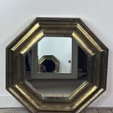 Vintage 1960s octagonal brass and pewter mirror