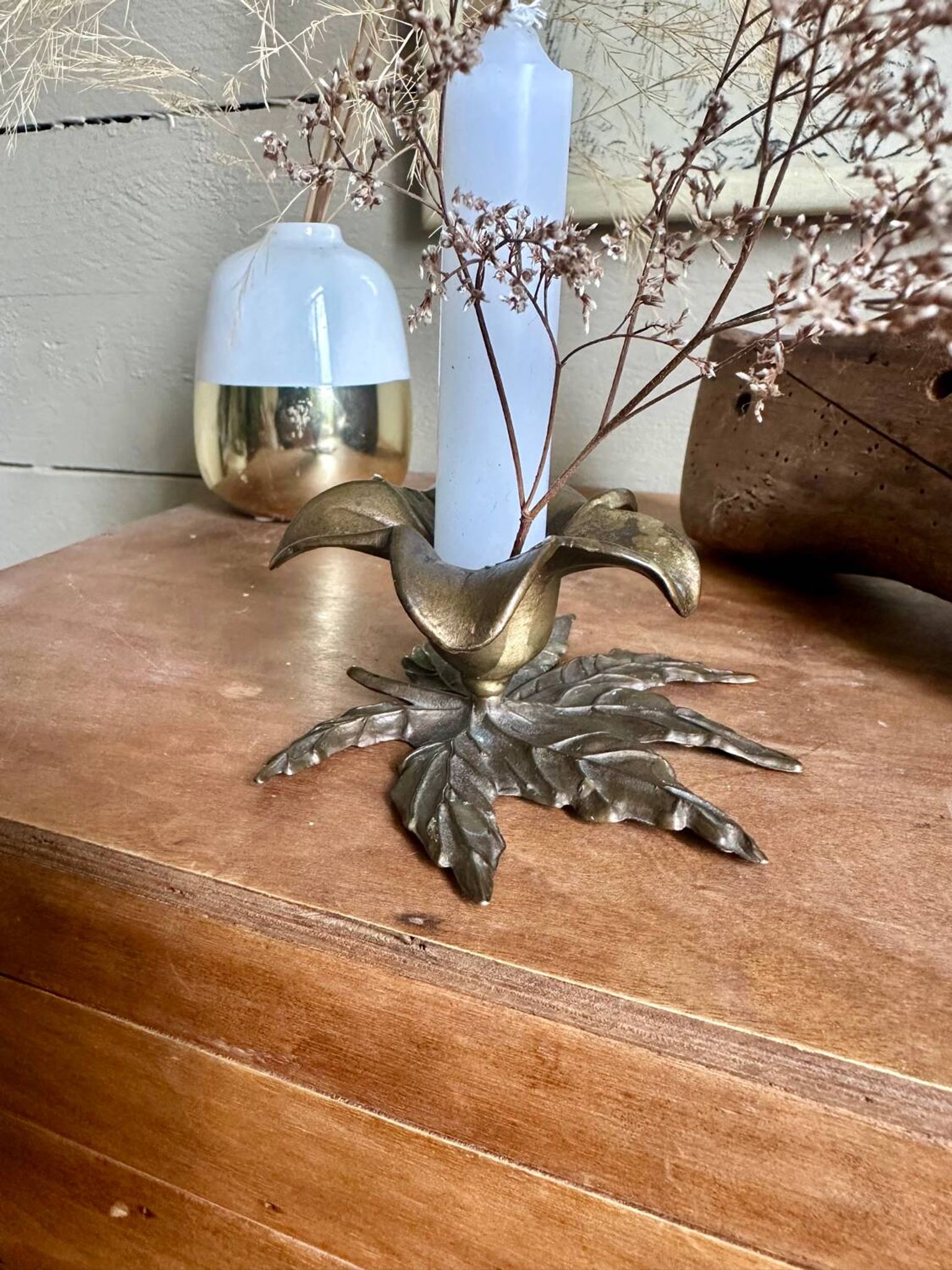 Brass flower candle holder