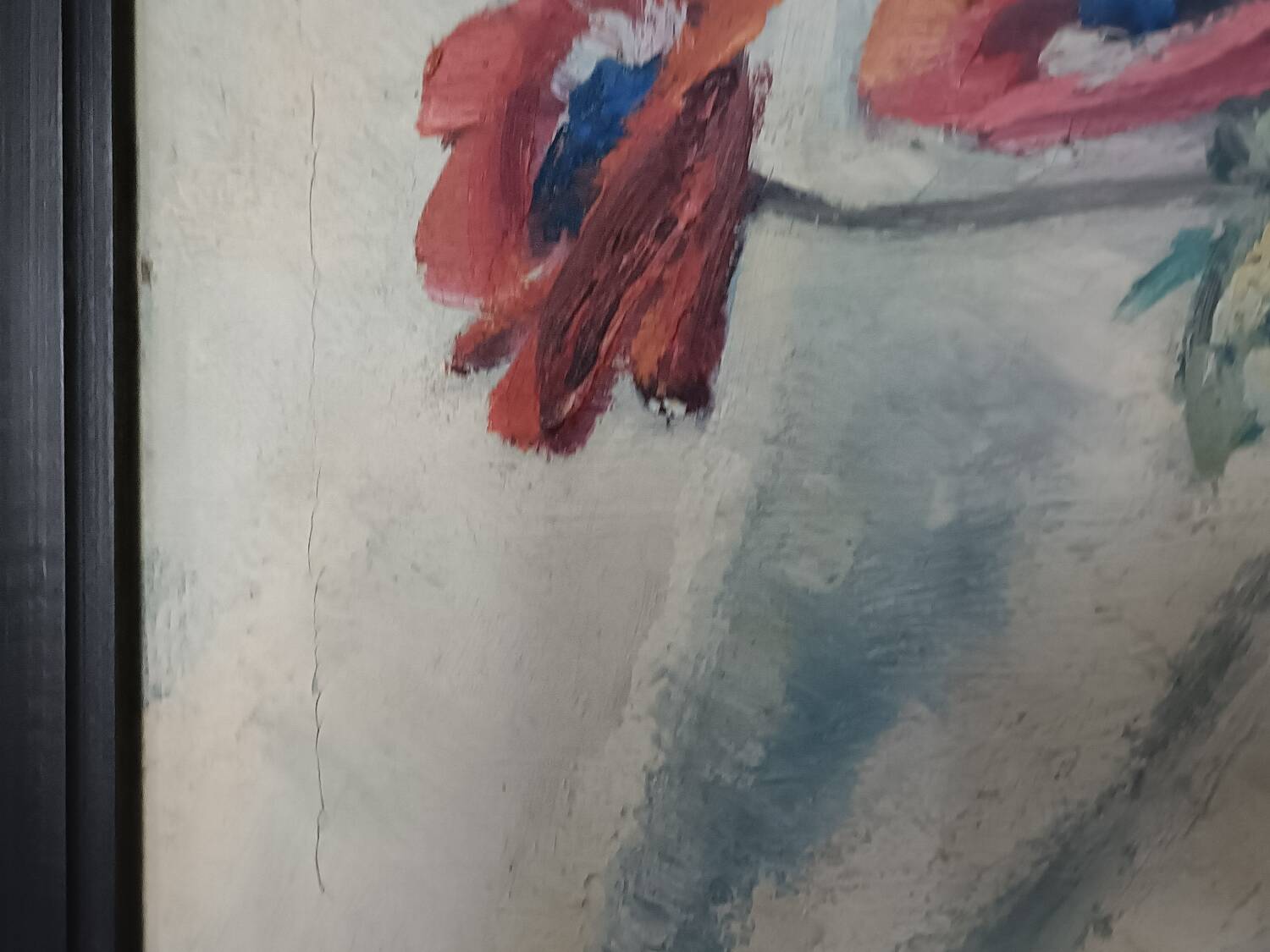 Grande huile sur toile, vase fleuri, Gustav Choley
