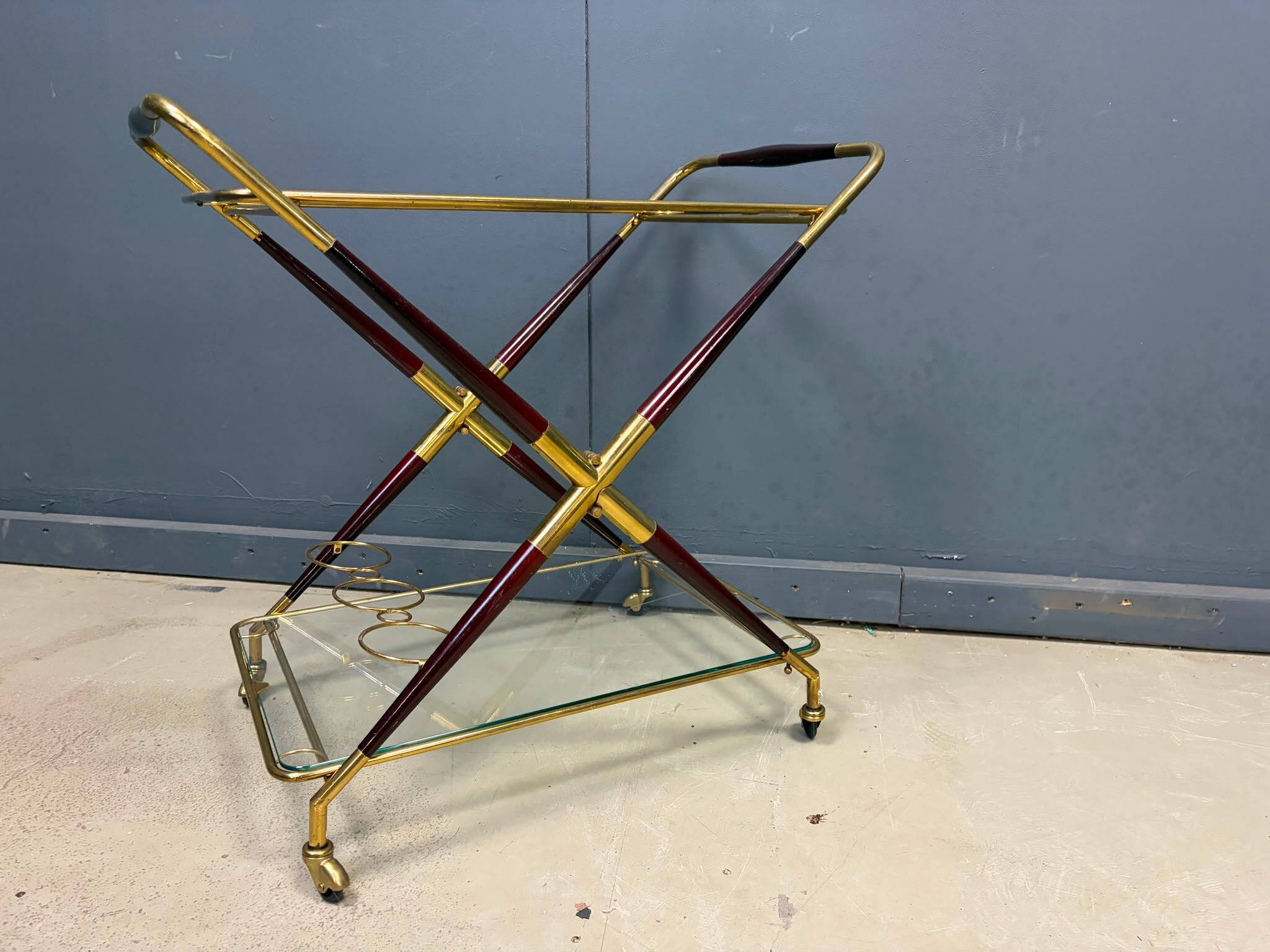 Vintage Italian serving trolley by Cesare Lacca, 1950s