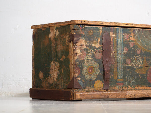 Antique hand-painted trunk with floral motifs (year 1869) #98