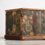 Antique hand-painted trunk with floral motifs (year 1869) #98