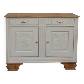 Buffet art déco rénové - Beige Glaise Ripolin - H100 x L133 x P52 cm