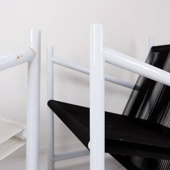 Indoor/Outdoor pair of Black/White Armchairs