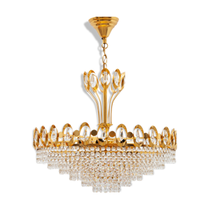 Lustre en laiton et cristal