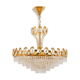 Gold Palwa Gilt Brass and Crystal Chandelier, Germany, 1970s