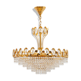 Gold Palwa Gilt Brass and Crystal Chandelier, Germany, 1970s