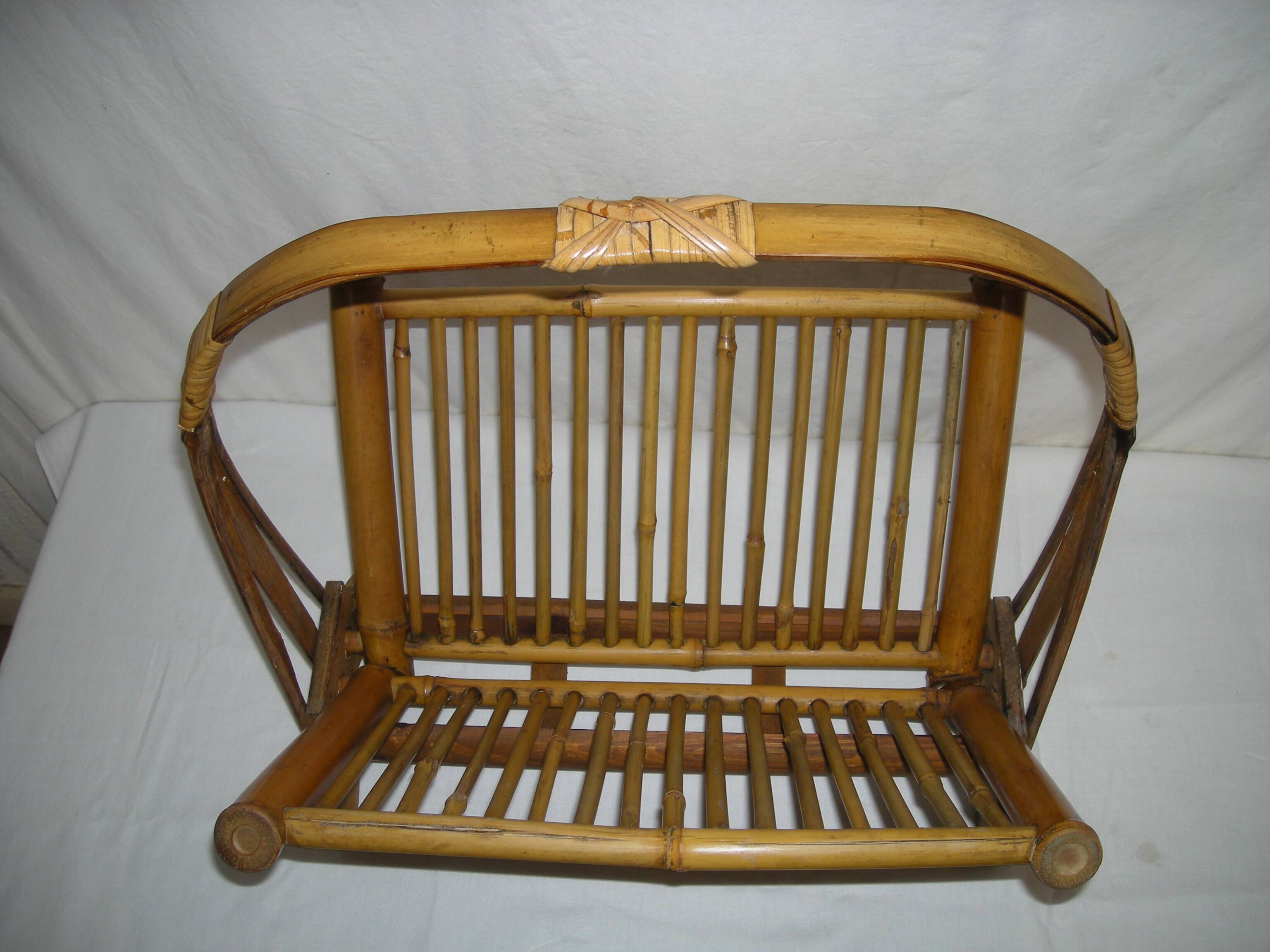 Bamboo folding magazine rack from the 40s - 50s
