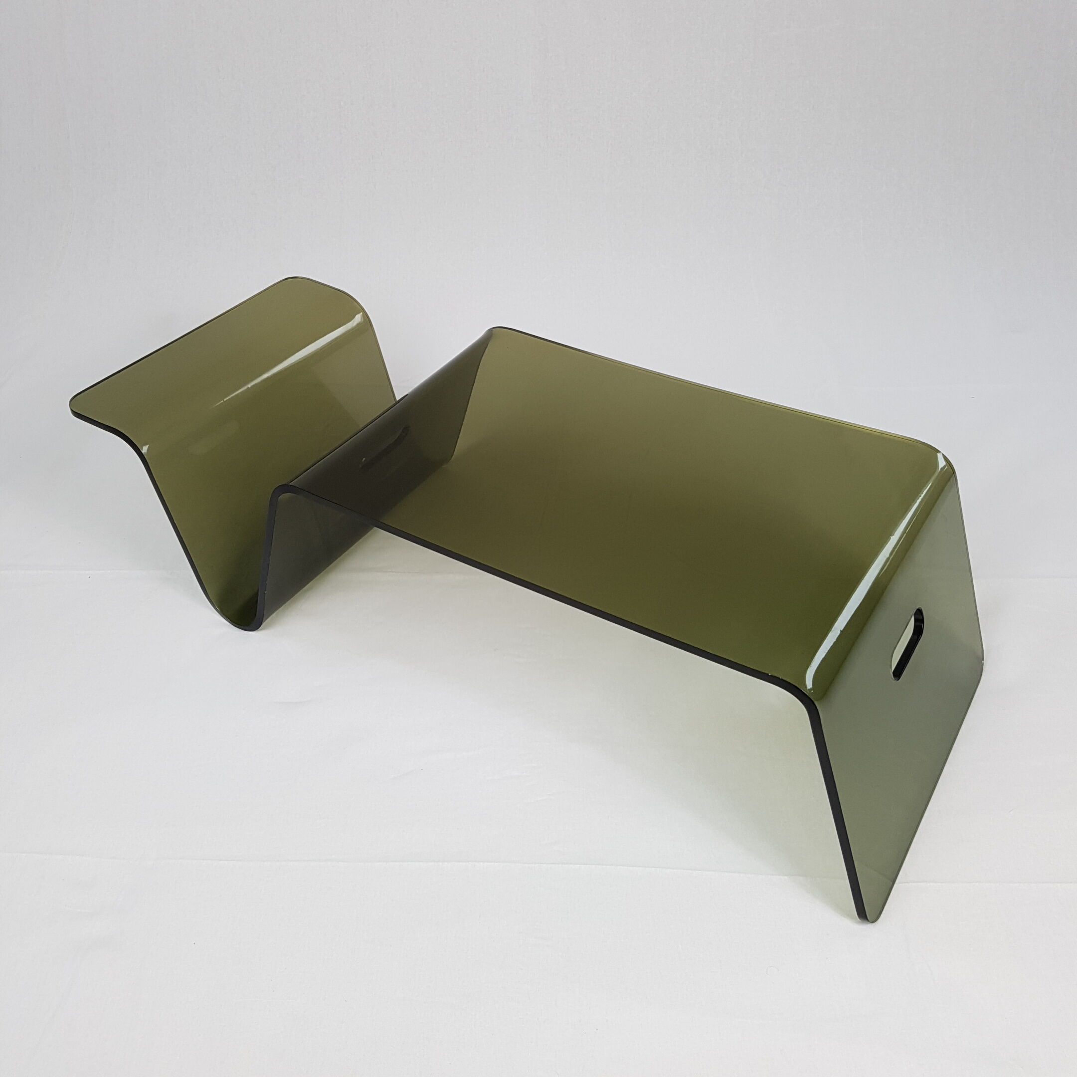 1970 smoked Plexiglas side table