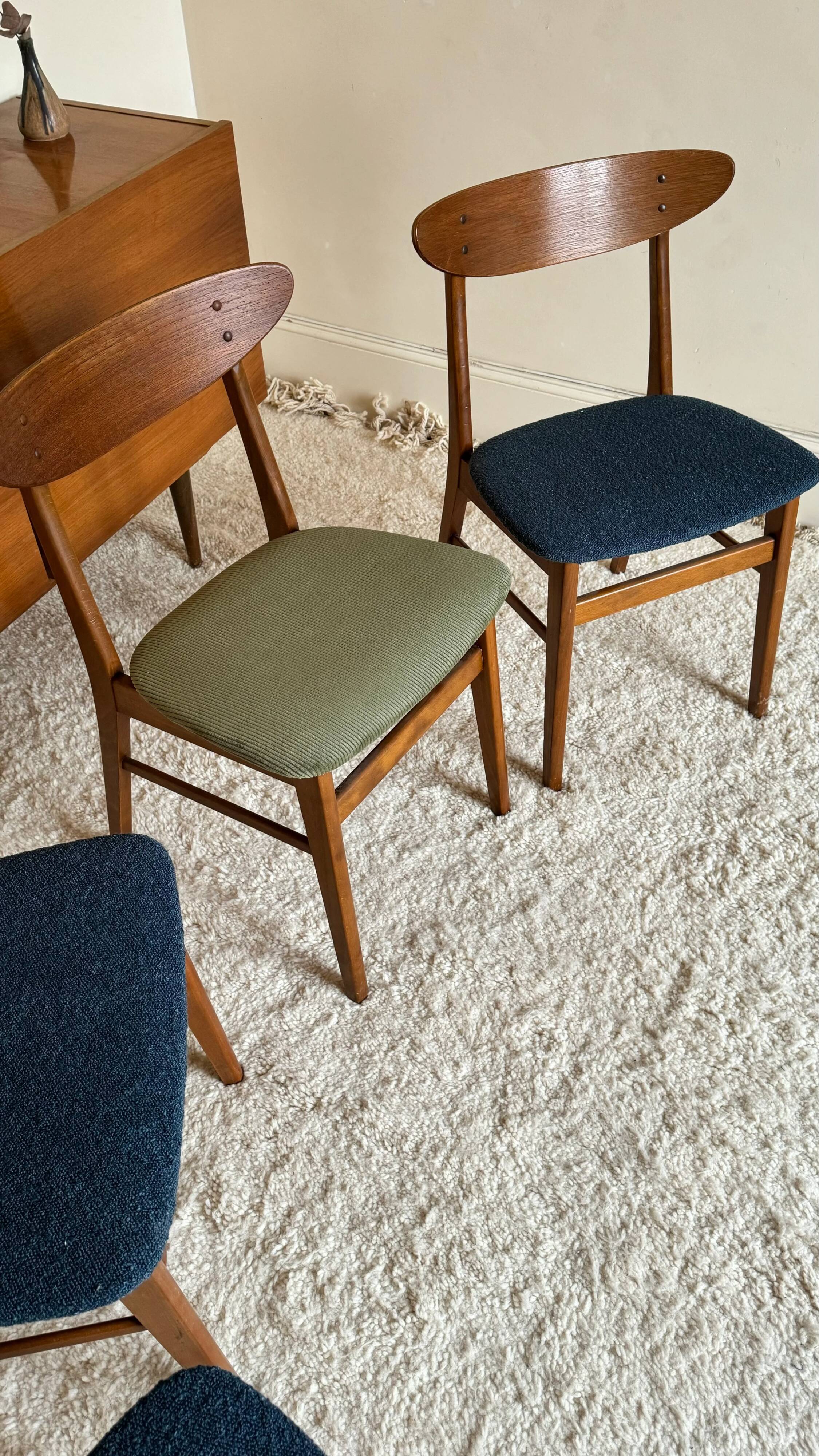 Vintage Farstrup 210 Scandinavian chairs in stained beech and teak