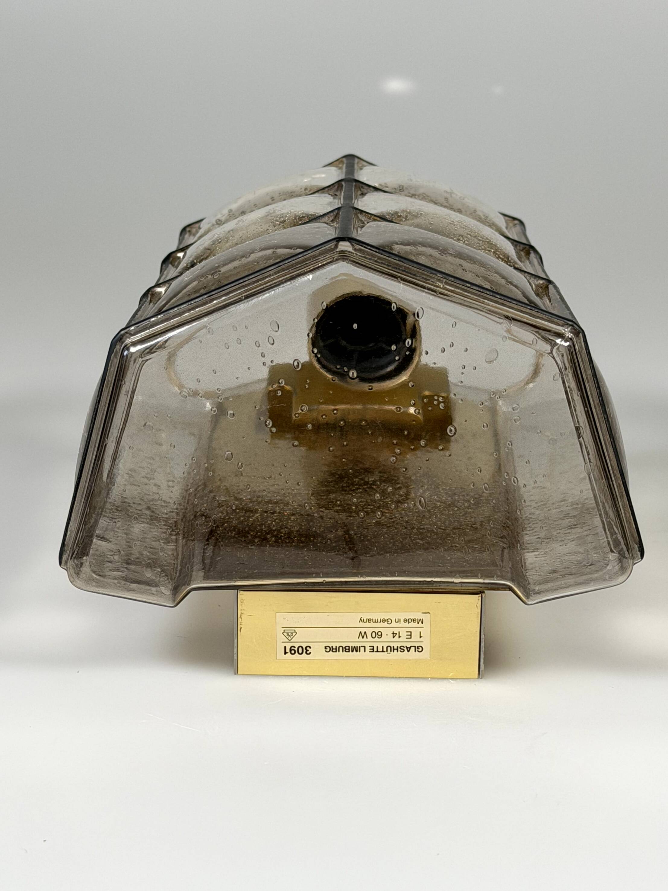 60s 70s Wall Lamp Wall Sconce Glashütte Limburg Germany Glass & Metal
