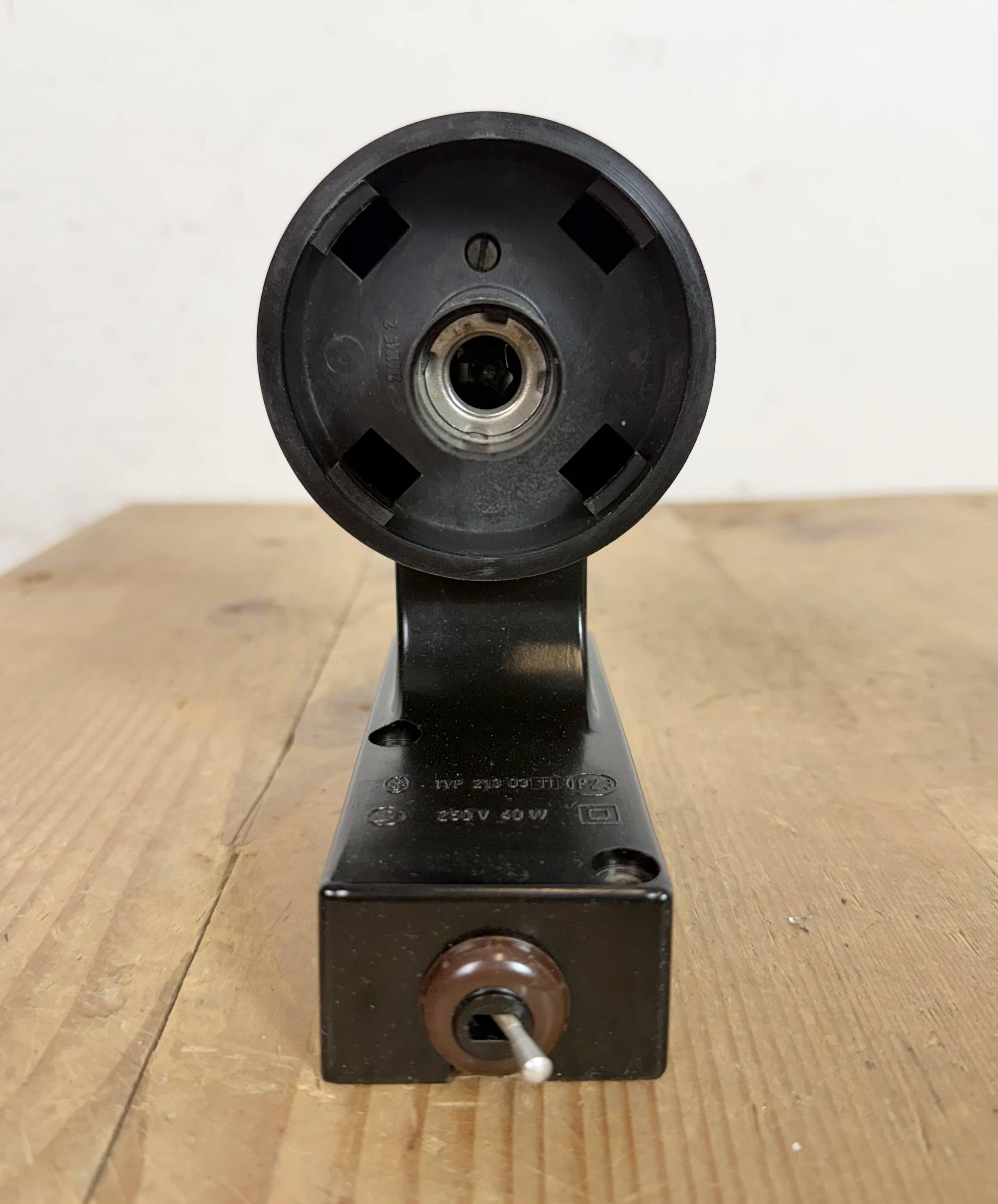 Industrial Brown Bakelite Wall Light with Milk Glass, 1960s