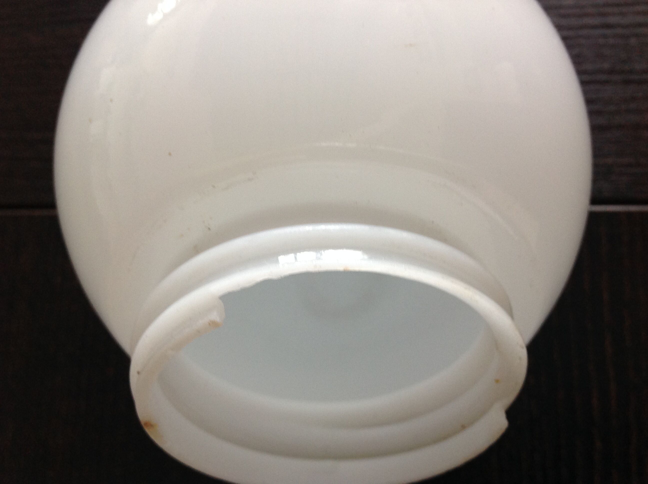 Vintage globe wall lamp in white opaline with white ceramic base