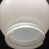 Vintage globe wall lamp in white opaline with white ceramic base