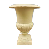 Cast iron garden vase cream white small