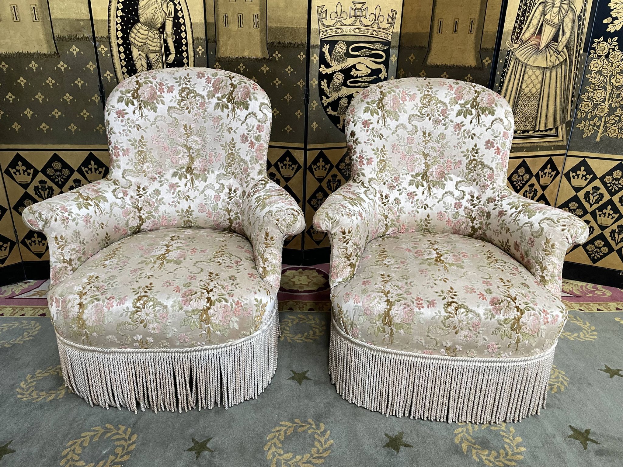 Paire de fauteuils chauffeuses Napoléon III