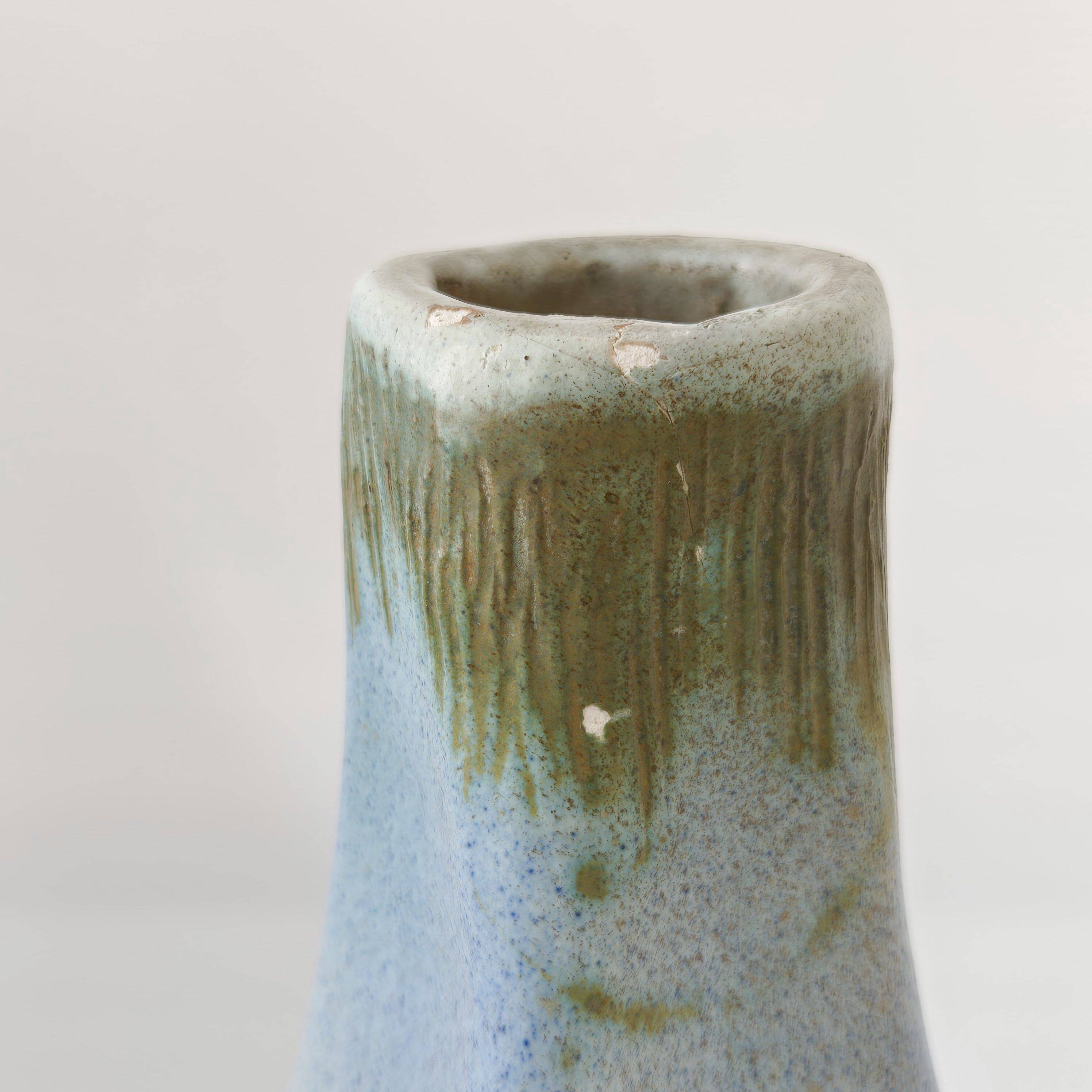Vintage blue ceramic vase 1960