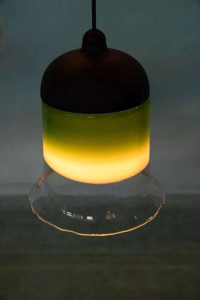 Minimalist glass pendant light Peil & Putzler from the space age