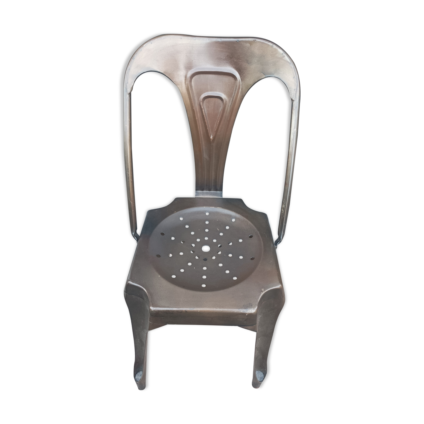 Industrial chair multipl's brushed metal Joseph Mathieu 1930