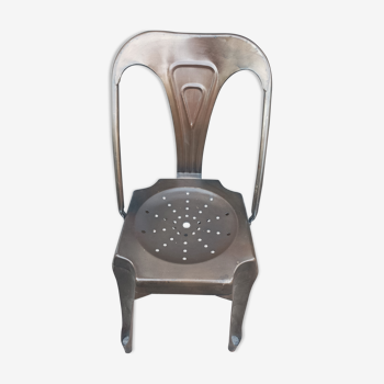 Industrial chair multipl's brushed metal Joseph Mathieu 1930