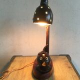 Lampe poisson globe bois et noix de coco