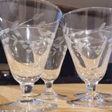 4 antique engraved glass glasses
