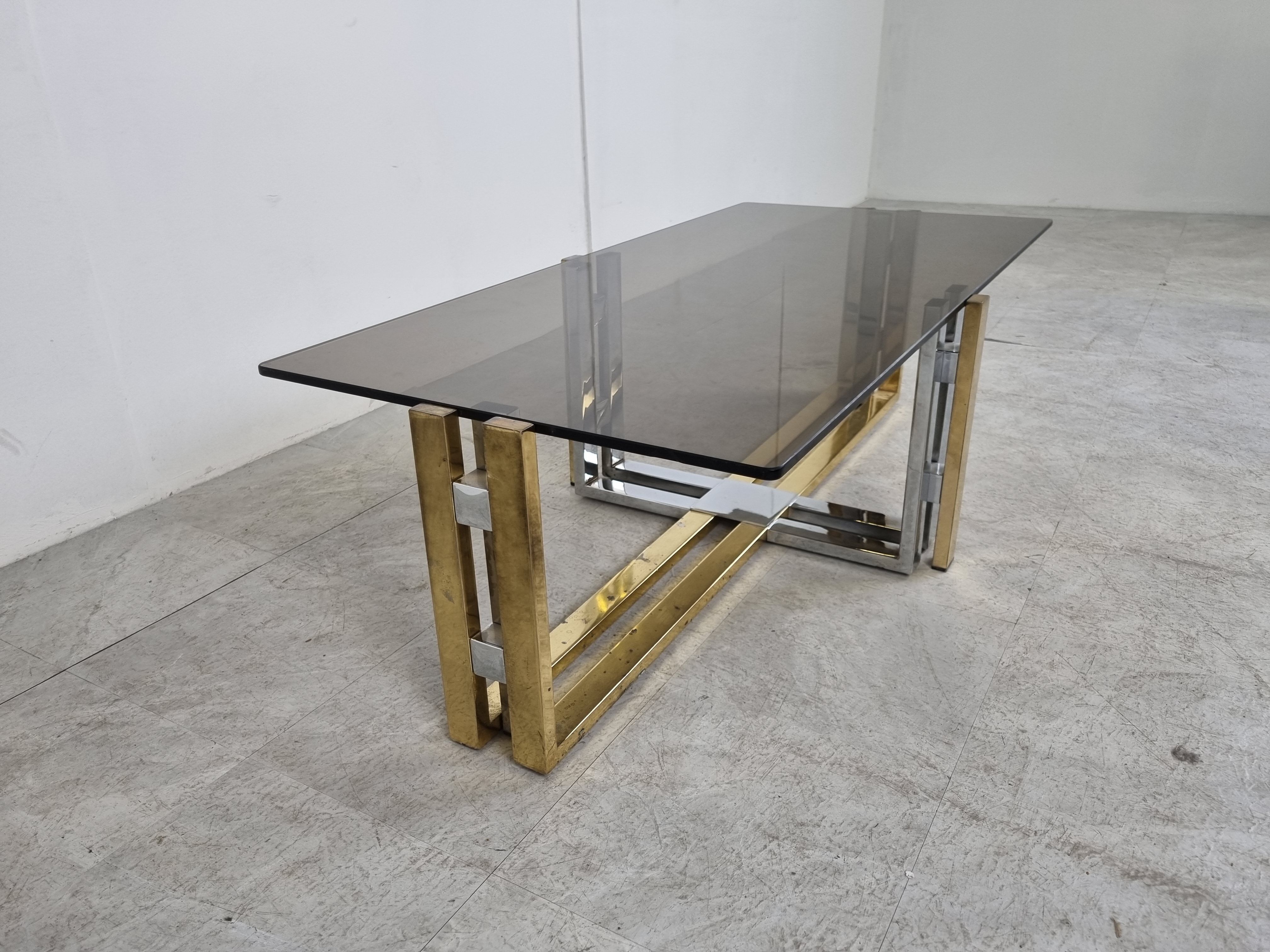 Vintage brass and chrome coffee table, 1970s