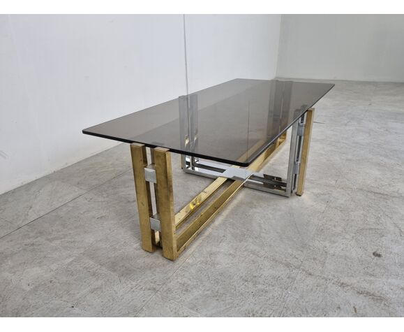 Vintage brass and chrome coffee table, 1970
