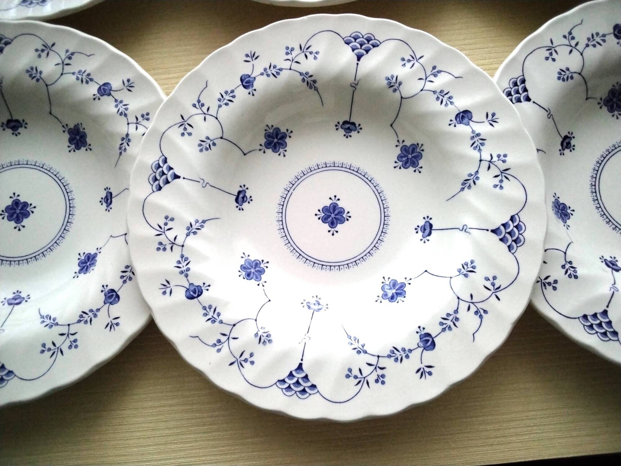 6 Myott English earthenware soup plates. Finlandia model