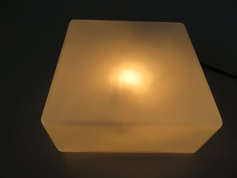 Square ceiling in 1960s white opaline