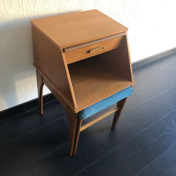 Meuble telephone avec fauteuil, tiroir et tablette 1970