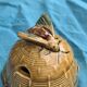 Slush beehive and bee honey pot, enameled ceramic