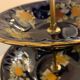 Cobalt blue porcelain display or servant, 3 floors
