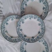 Set of 4 antique ironstone plates from Saint-Amand, "Jane" model.