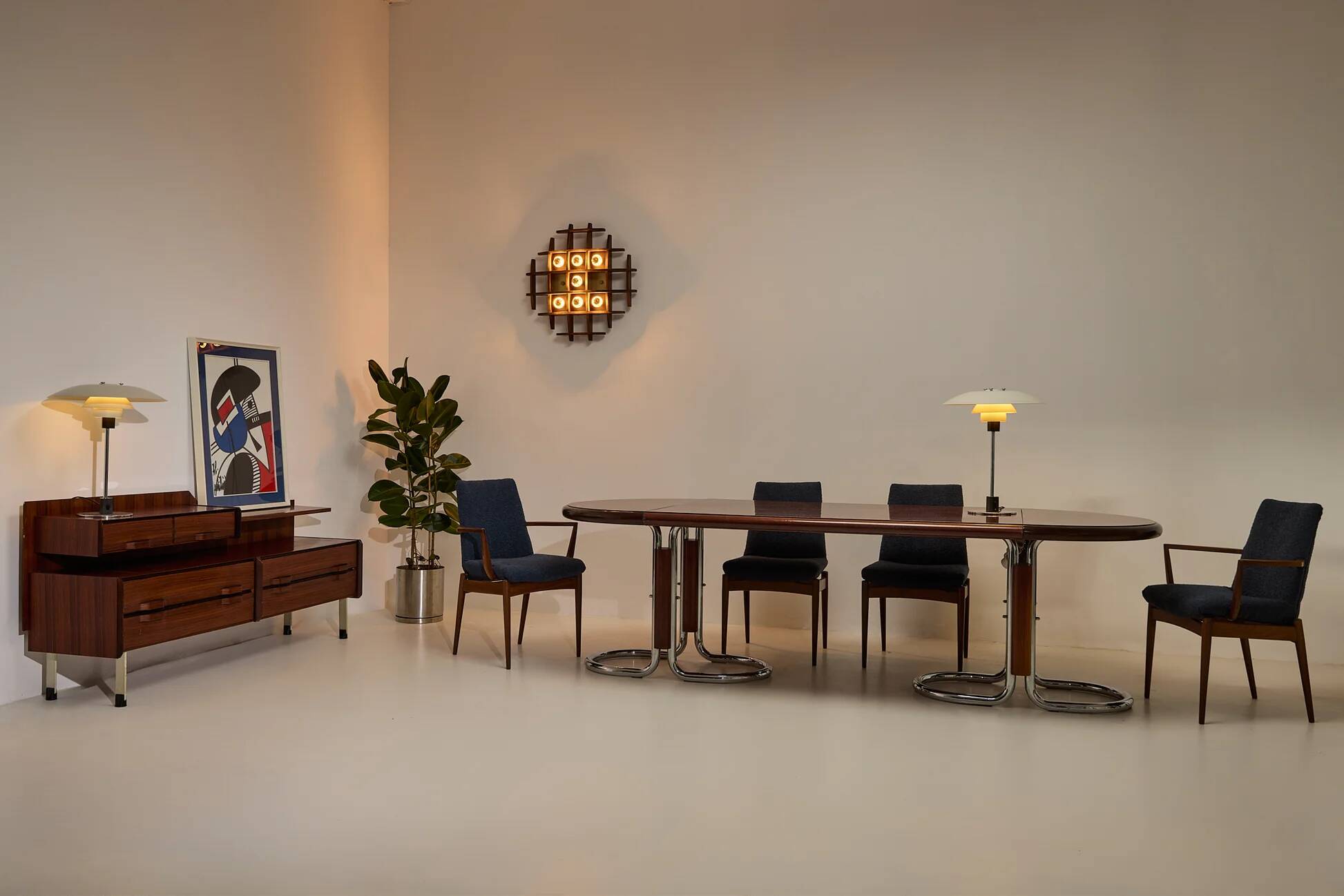 Table à manger moderniste vintage 250 cm de long, Italie, années 1970