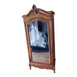 Armoire à glace ancienne style Louis XV en noyer massif