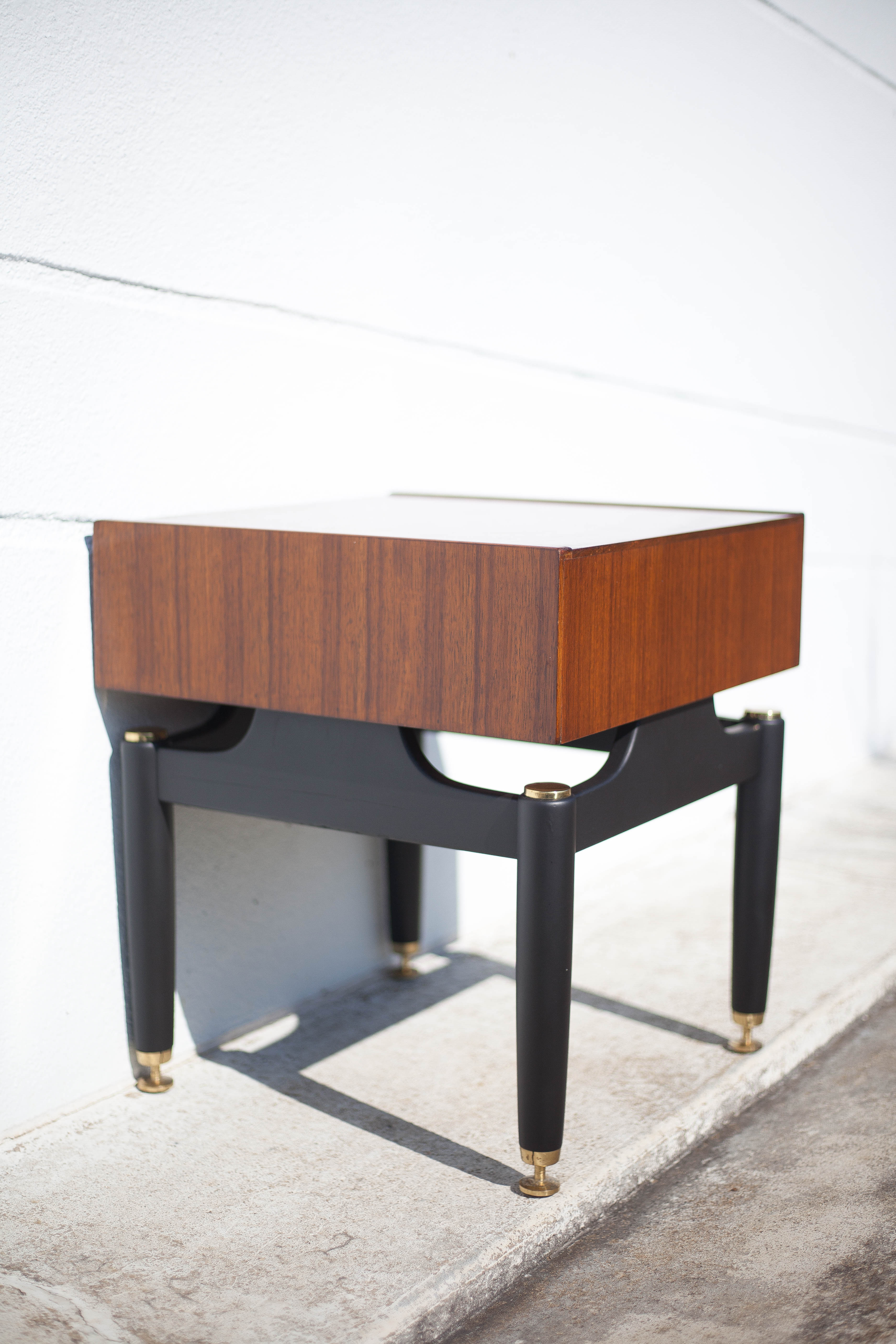 G-Plan bedside table in vintage wood and brass