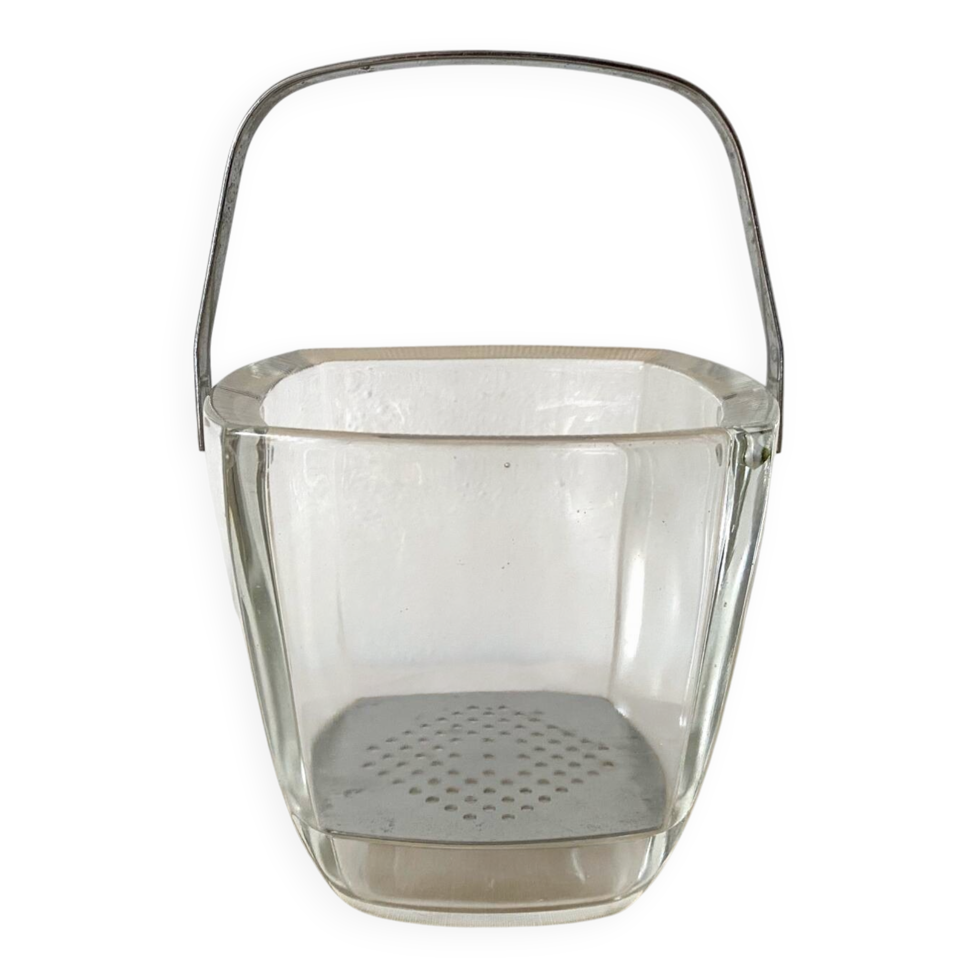 Strömbergshyttan vintage glass and stainless steel ice bucket