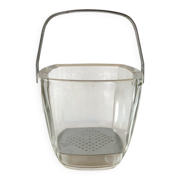 Seau à glace vintage en verre et inox Strömbergshyttan
