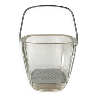 Seau à glace vintage en verre et inox Strömbergshyttan