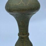 Oriental brass lamppost severe late 19th beautiful patina