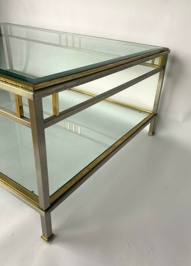 Coffee table 1970 home rings ramsay metal chrome dore 2 levels
