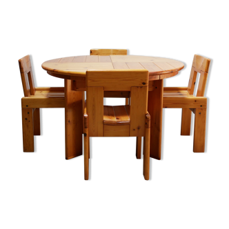Table à manger extensible vintage et 4 chaises par S. Coppola pour Roche Bobois